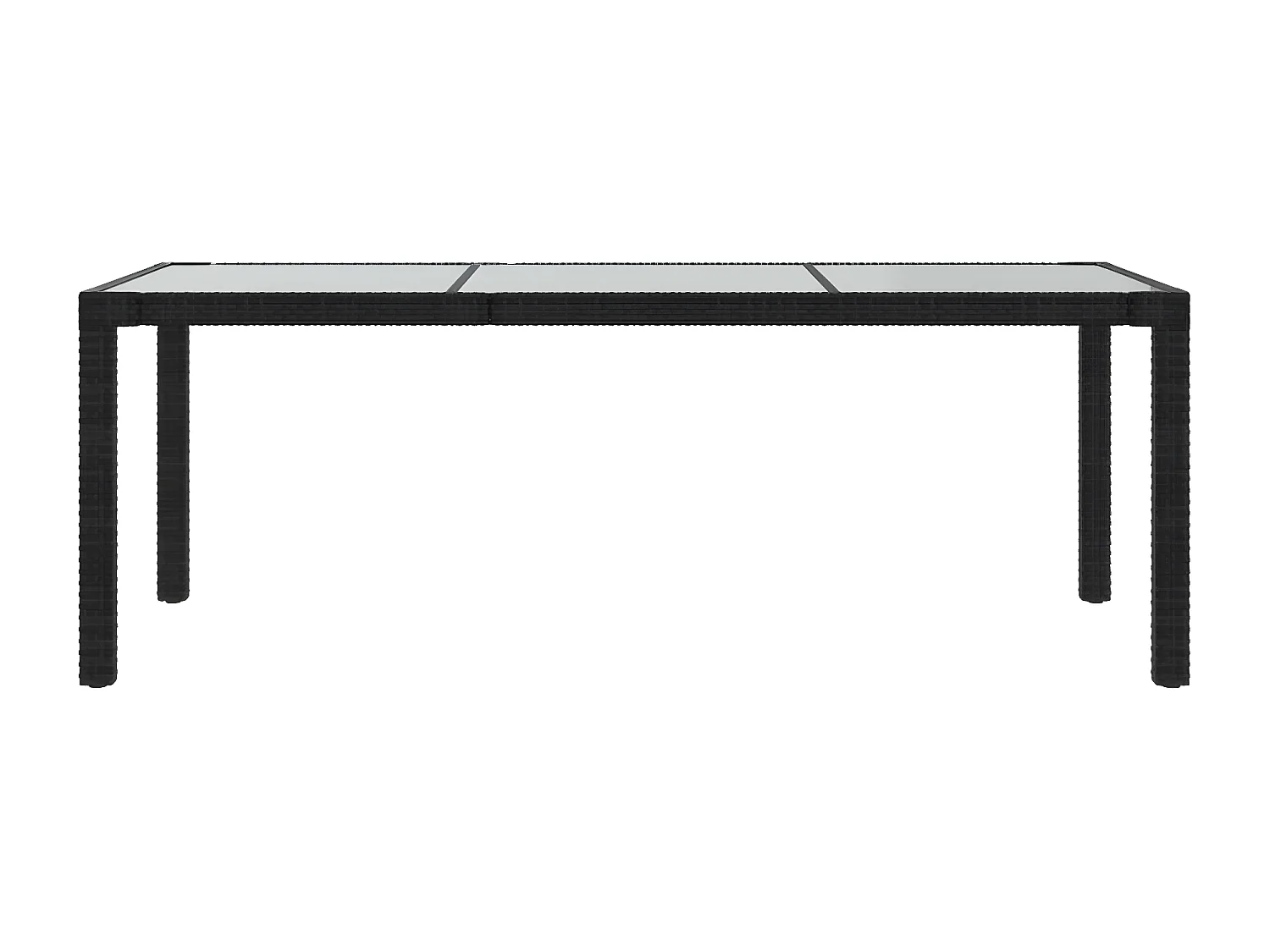 Orson  Table de jardin Noir 190x90x75 cm Verre trempé/résine tressée