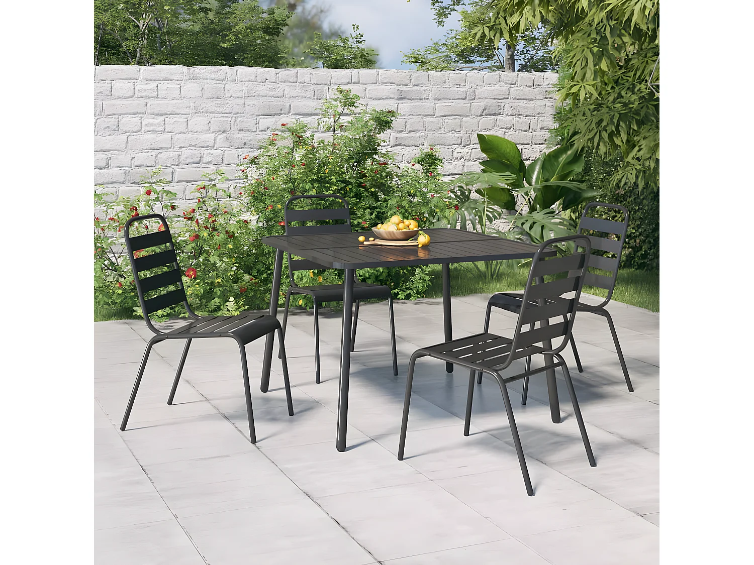Fairbanks  Table de jardin anthracite 100x100x71 cm acier