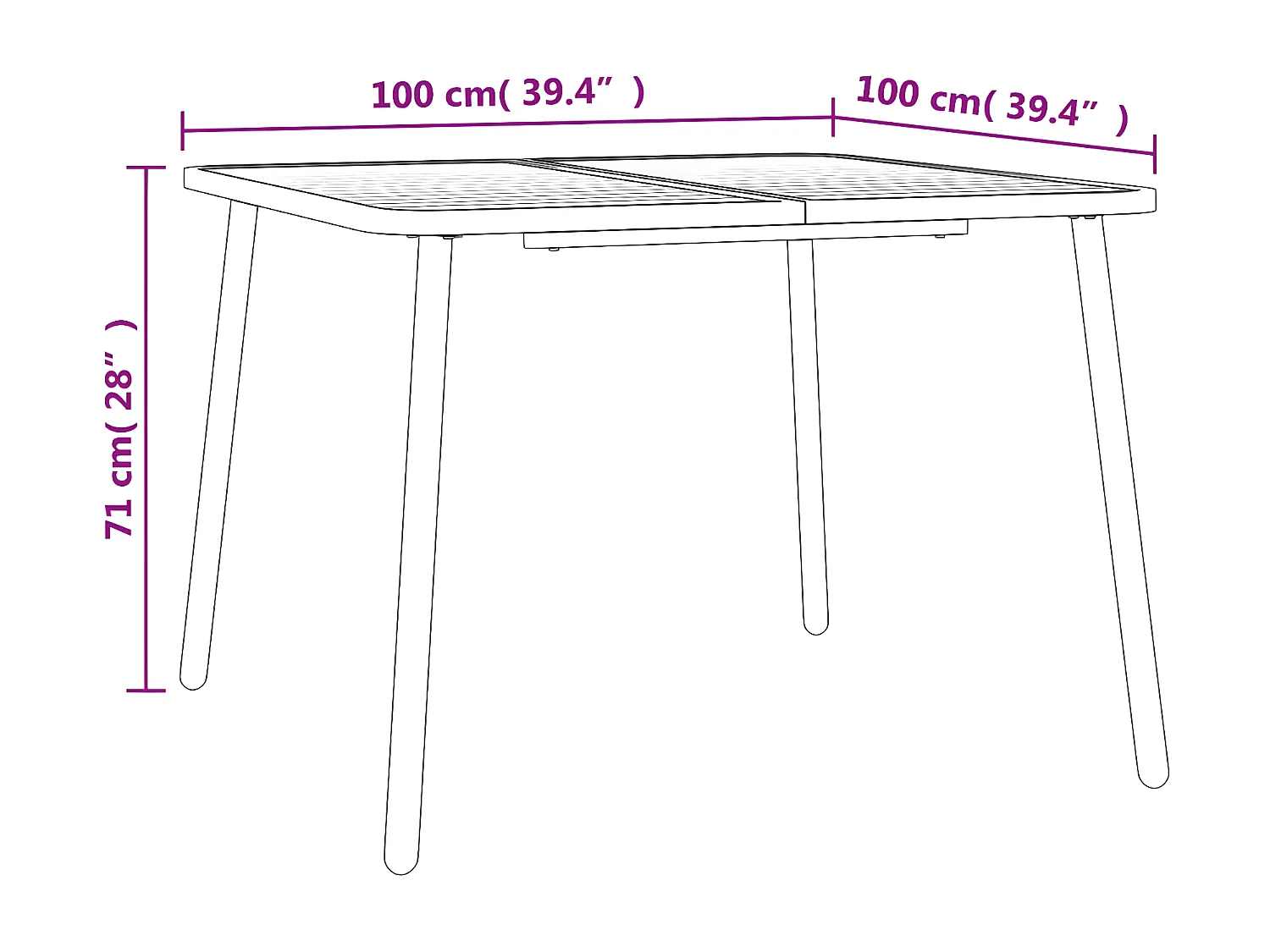 Fairbanks  Table de jardin anthracite 100x100x71 cm acier