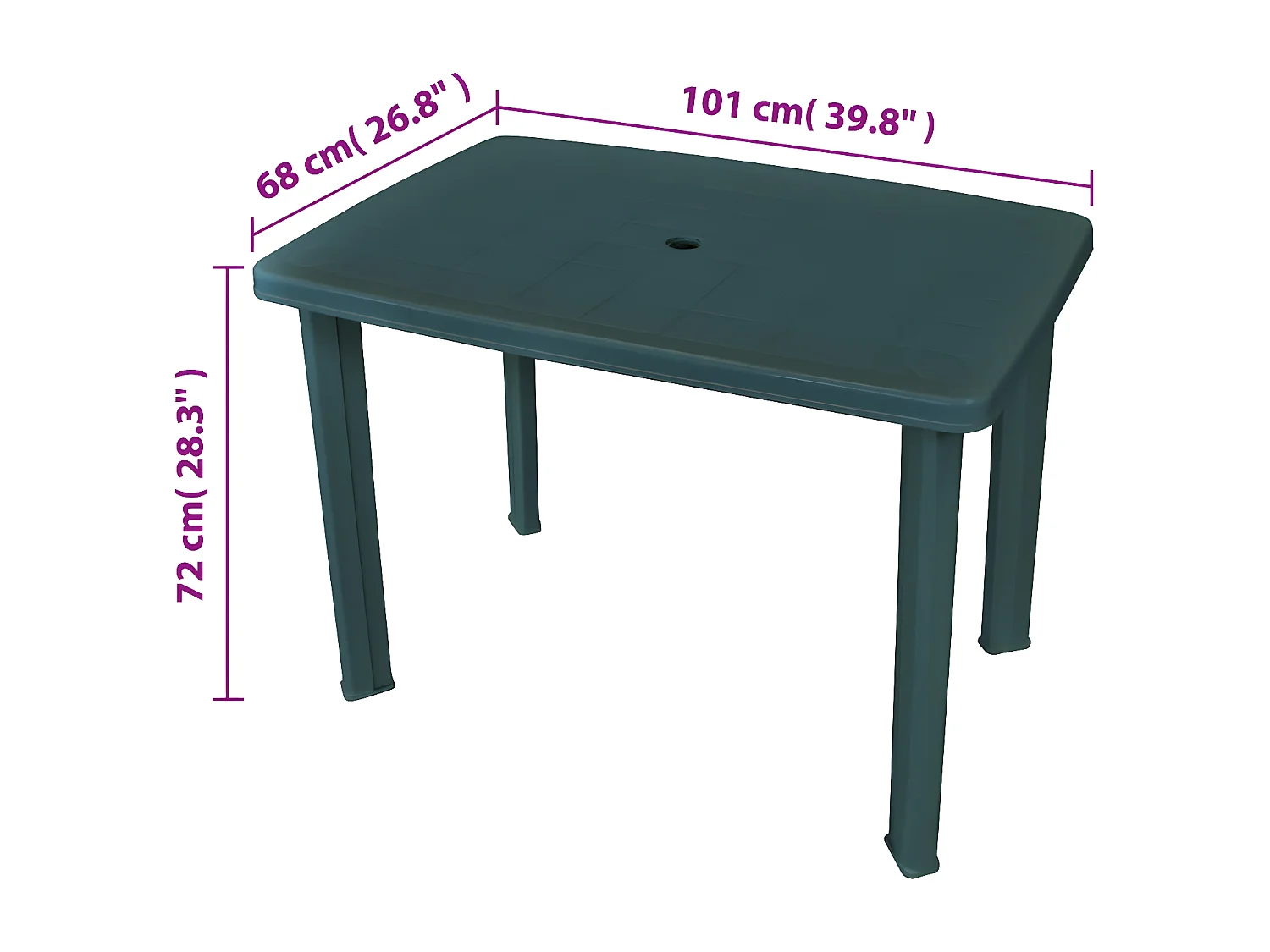 Taha  Tuintafel 101x68x72 cm kunststof groen