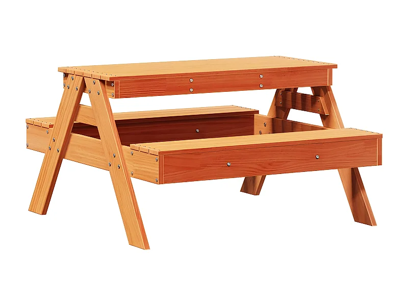 Quindel  Tavolo Picnic Bambini Marrone Cera 88x97x52 cm Massello Pino