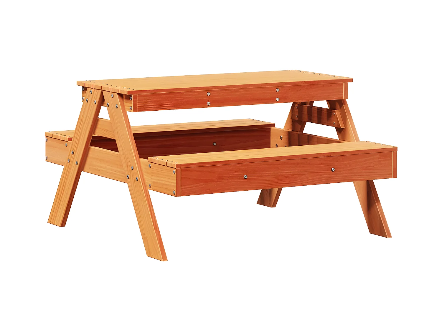 Quindel  Table de pique-nique pour enfants cire marron bois massif pin