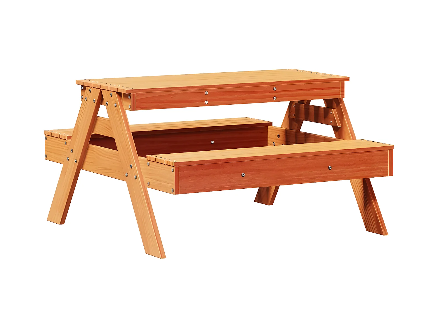 Quindel  Picknicktisch für Kinder Wachsbraun 88x97x52 cm Massivholz