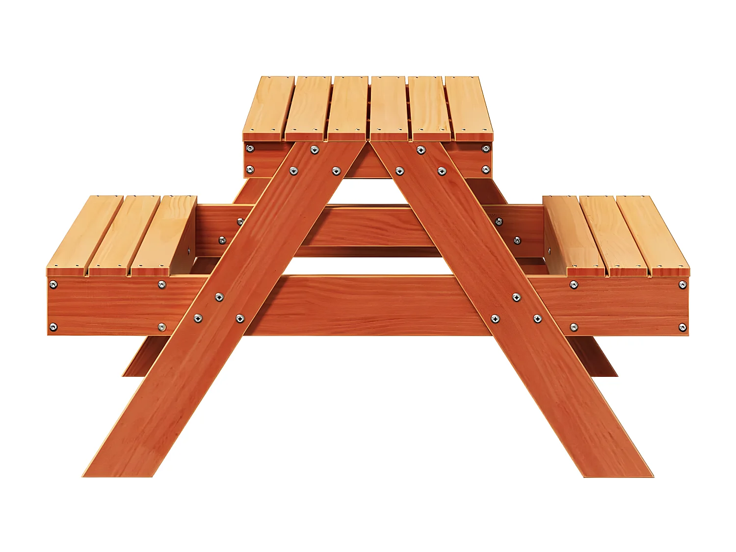 Quindel  Table de pique-nique pour enfants cire marron bois massif pin