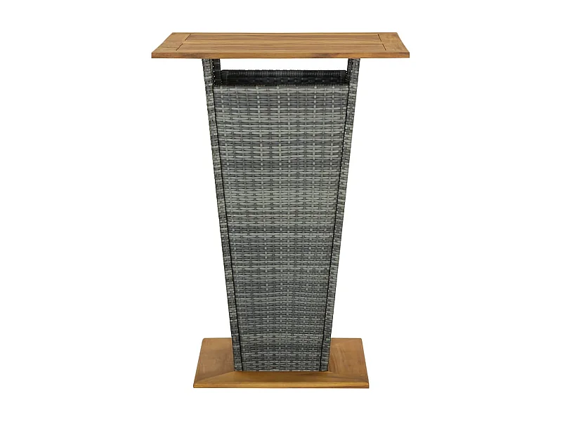 Pia  Table de bar Gris 80x80x110 cm Résine tressée et bois d'acacia