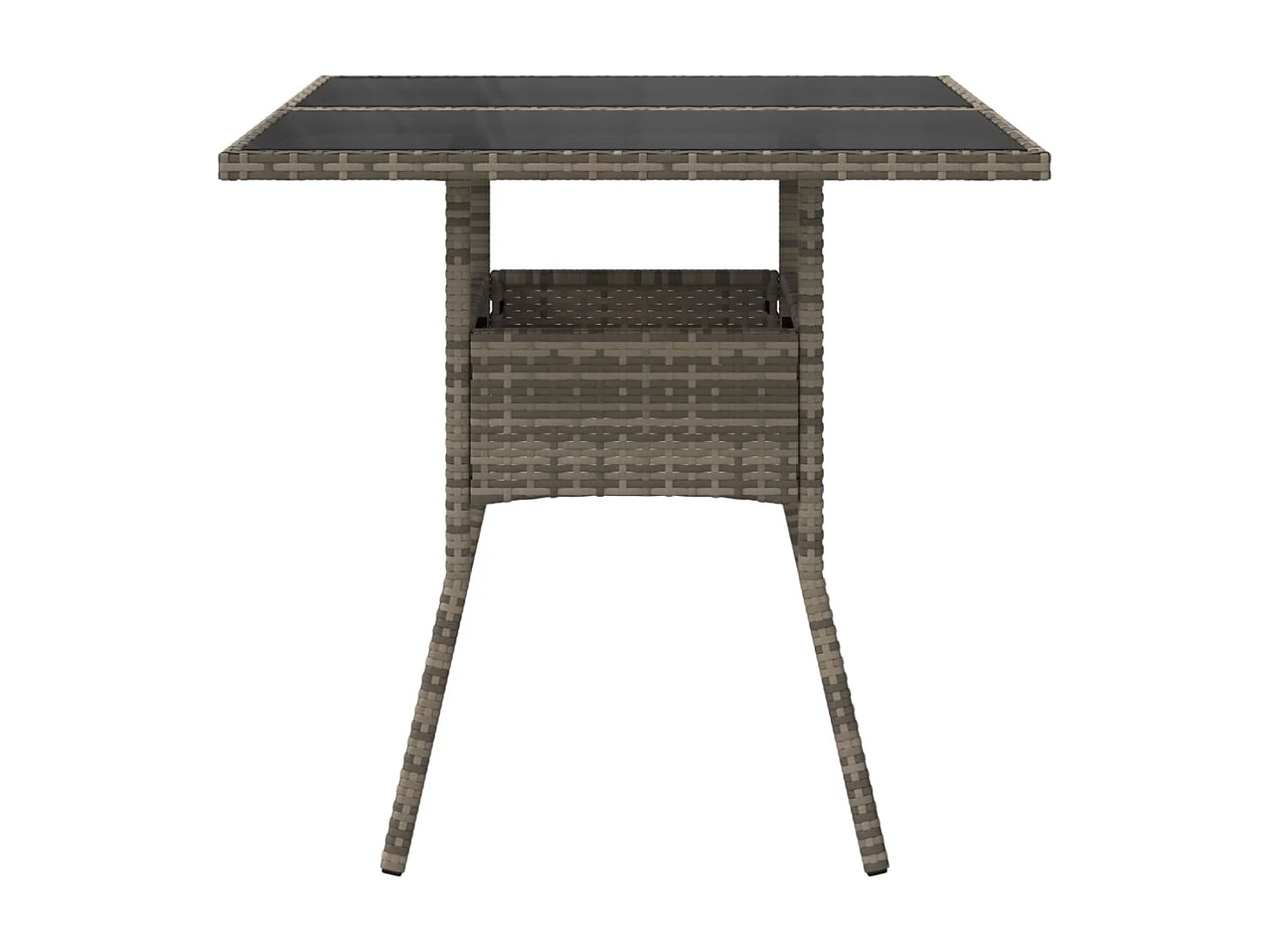 Leila Hope  Table de jardin dessus en verre gris 80x80x75 cm résine tressée