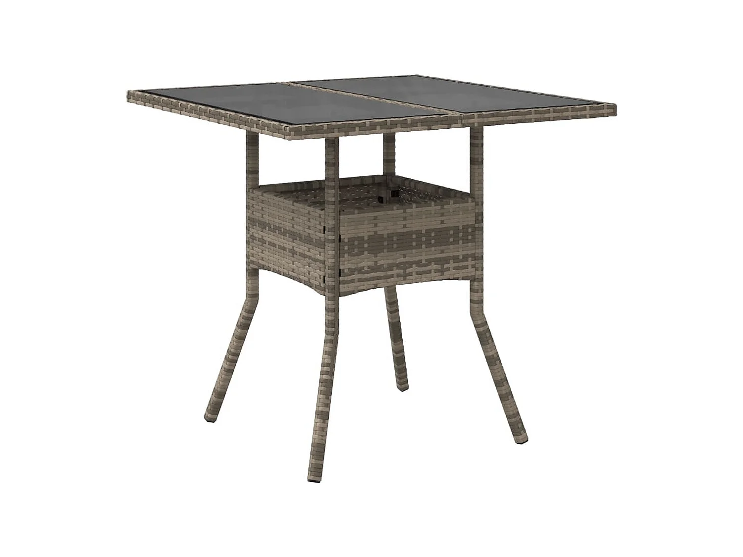 Leila Hope  Table de jardin dessus en verre gris 80x80x75 cm résine tressée