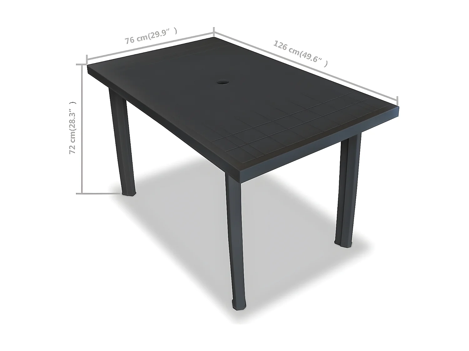 Taha  Table de jardin Anthracite 126 x 76 x 72 cm Plastique