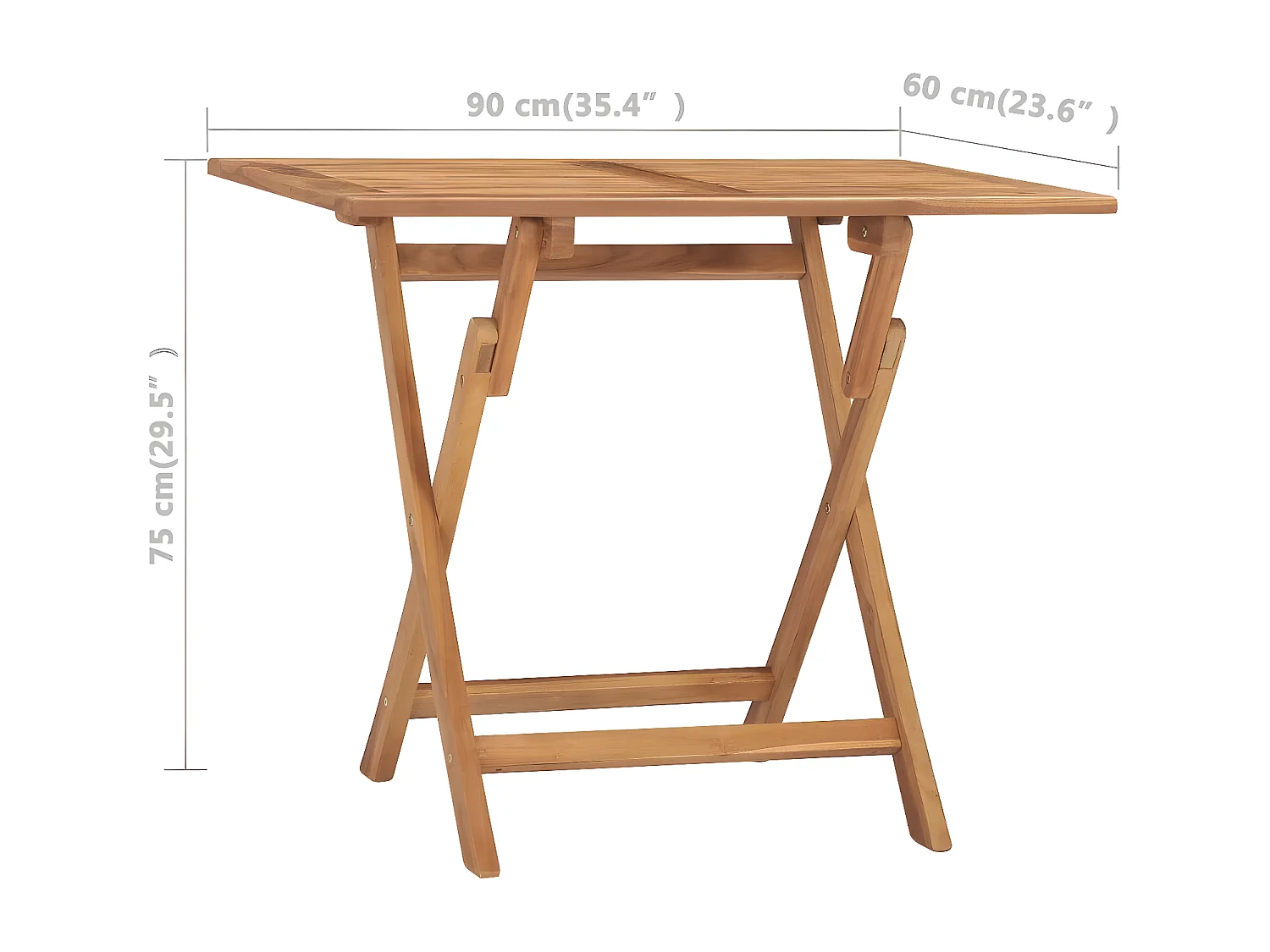 Garden Furniture -  Tavolo da Giardino Pieghevole 90x60x75 cm in Massello di Teak