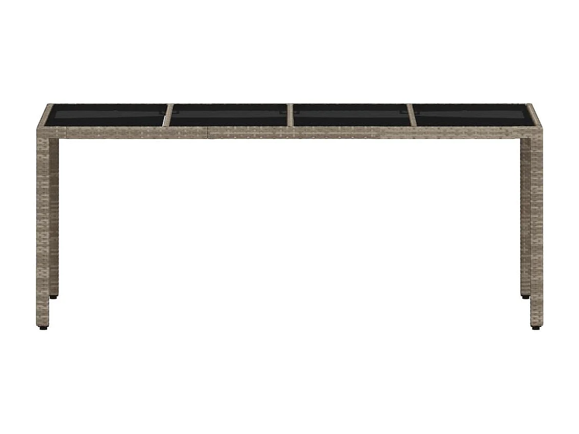 Porin  Mesa de jardín superficie de vidrio ratán PE gris 190x90x75 cm