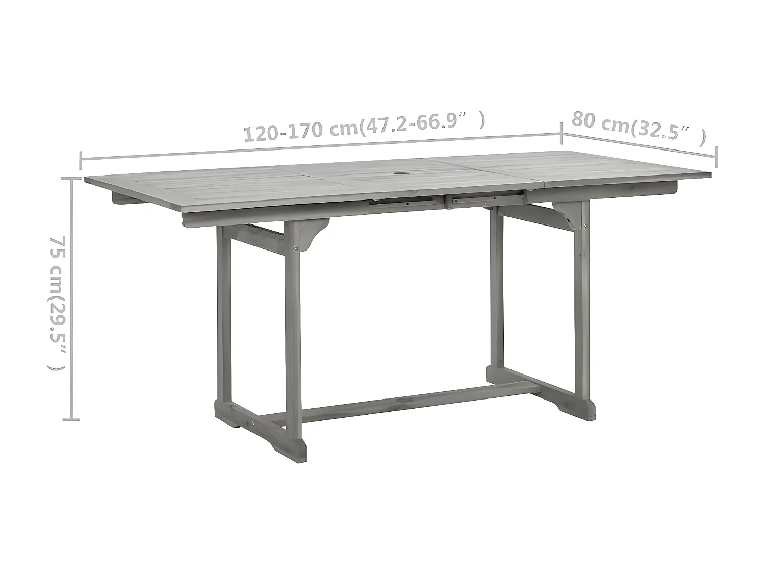 Stokkemarke  Tuintafel (120-170)x80x75 cm massief acaciahout