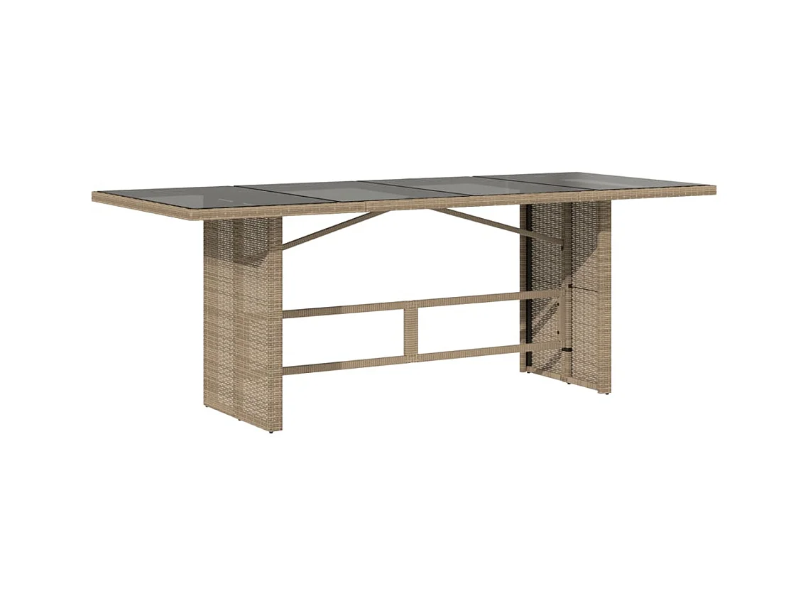 Ozgur  Table de jardin avec dessus en verre beige résine tressée