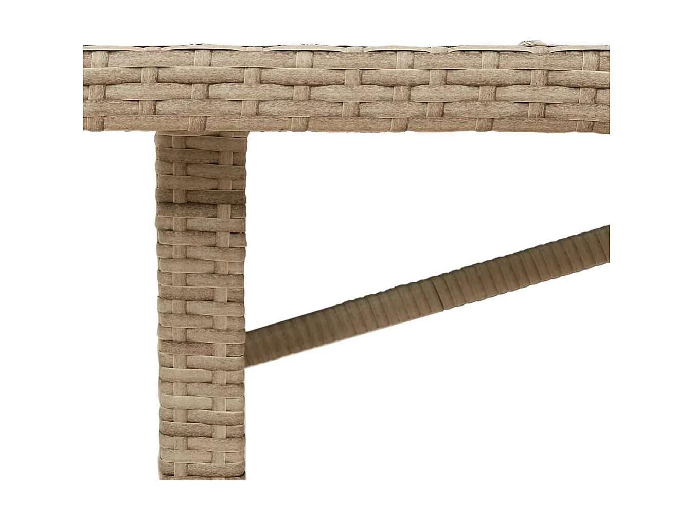 Ozgur  Tuintafel met glazen blad 190x80x75 cm poly rattan beige