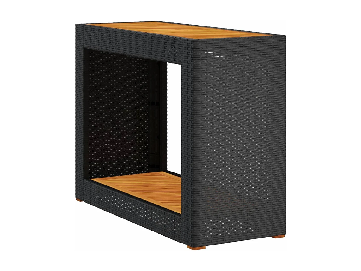 Kävlinge  Tuinbijzettafel met houten blad 100x40x75 cm poly rattan zwart