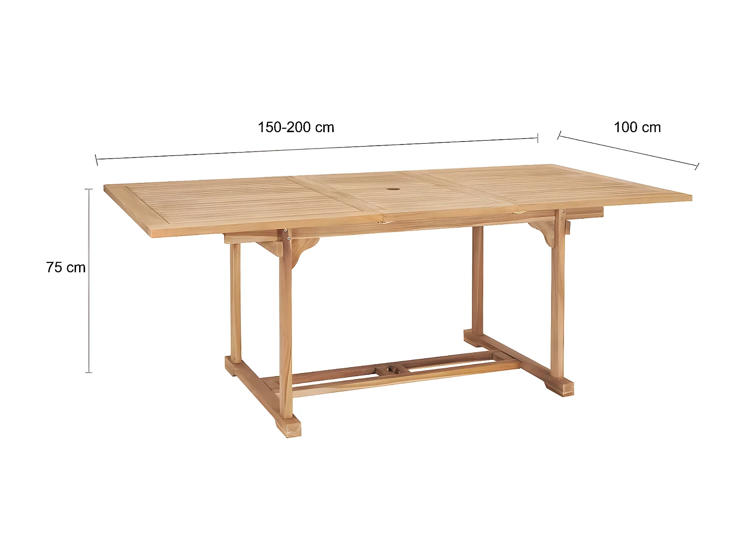 Sylanor  Table de jardin extensible 150-200x100x75 cm Teck solide