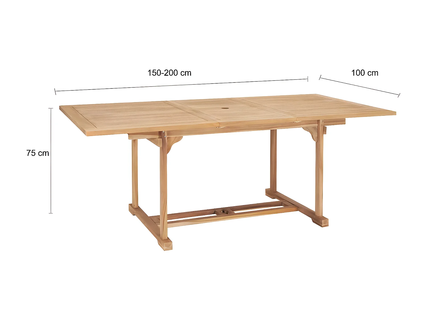 Sylanor  Table de jardin extensible 150-200x100x75 cm Teck solide