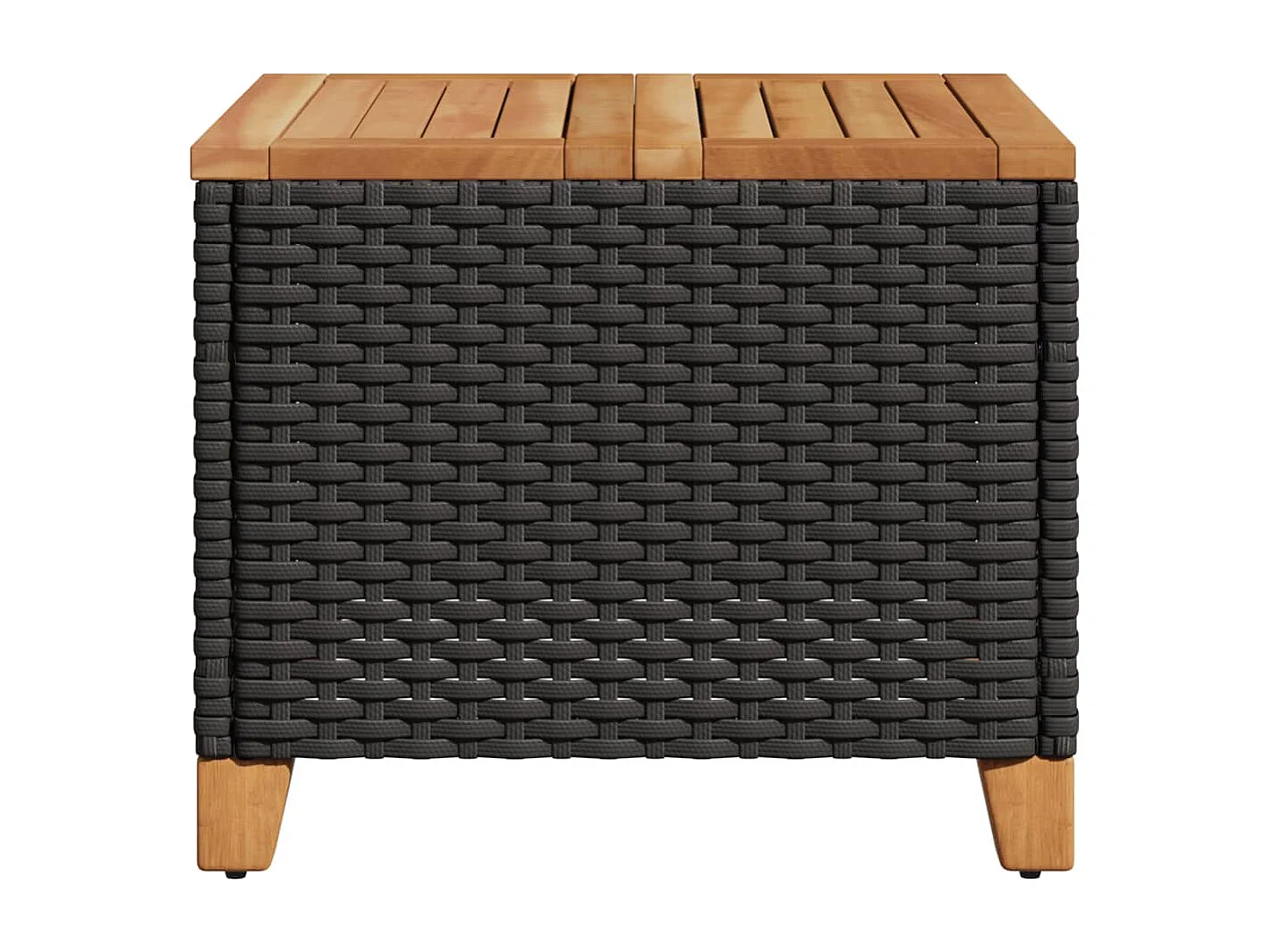 Janira  Table de jardin noir 45x45x37 cm résine tressée et bois acacia