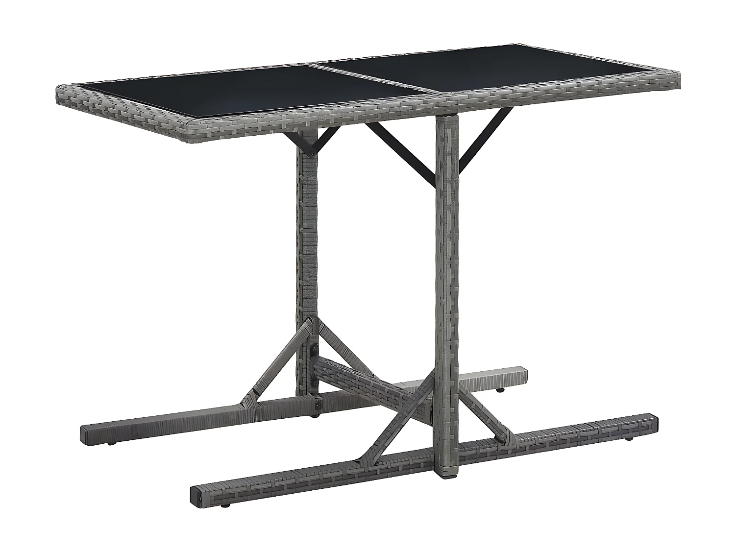 Drumsna  Table de jardin Anthracite 110x53x72 cm Verre et résine tressée
