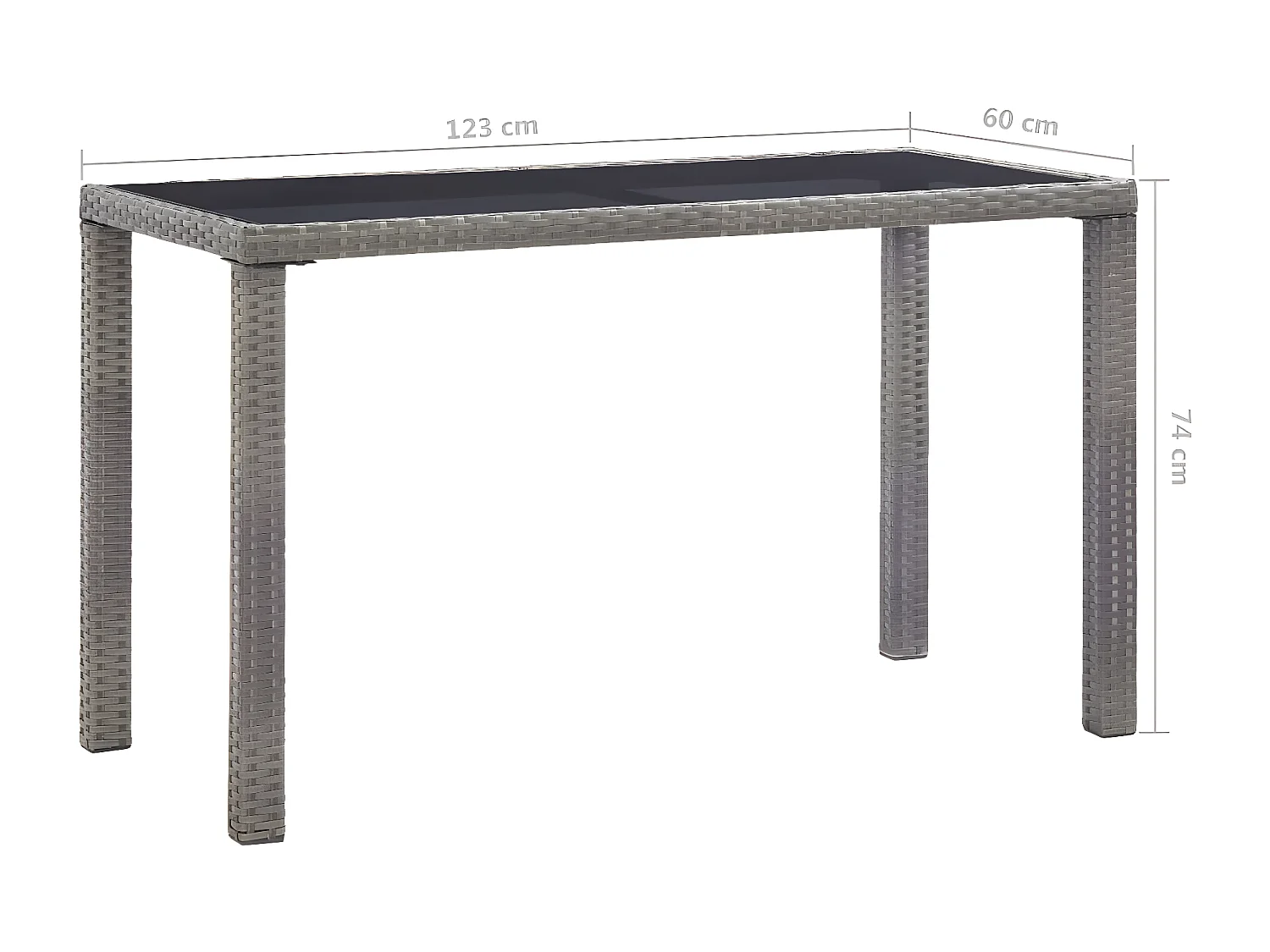 Aurora Marie  Tuintafel 123x60x74 cm poly rattan antraciet