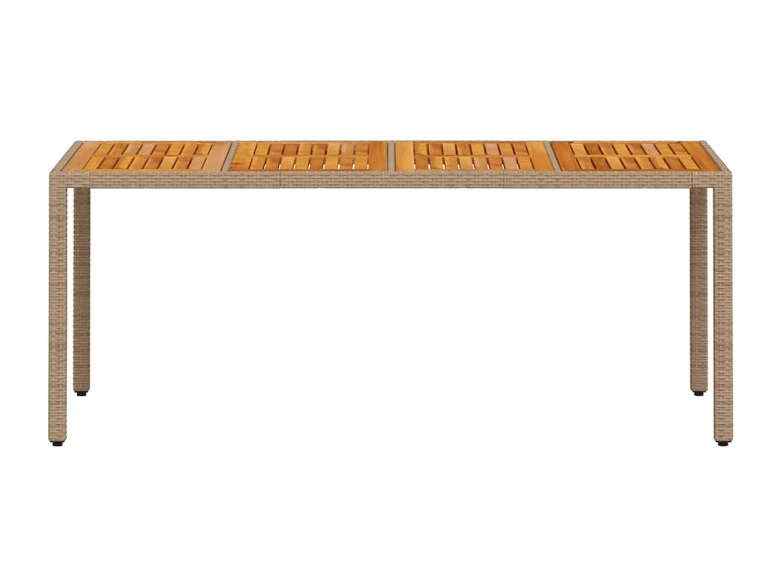 Berrin  Gartentisch Beige 190x90x75 cm Poly Rattan Akazienholz