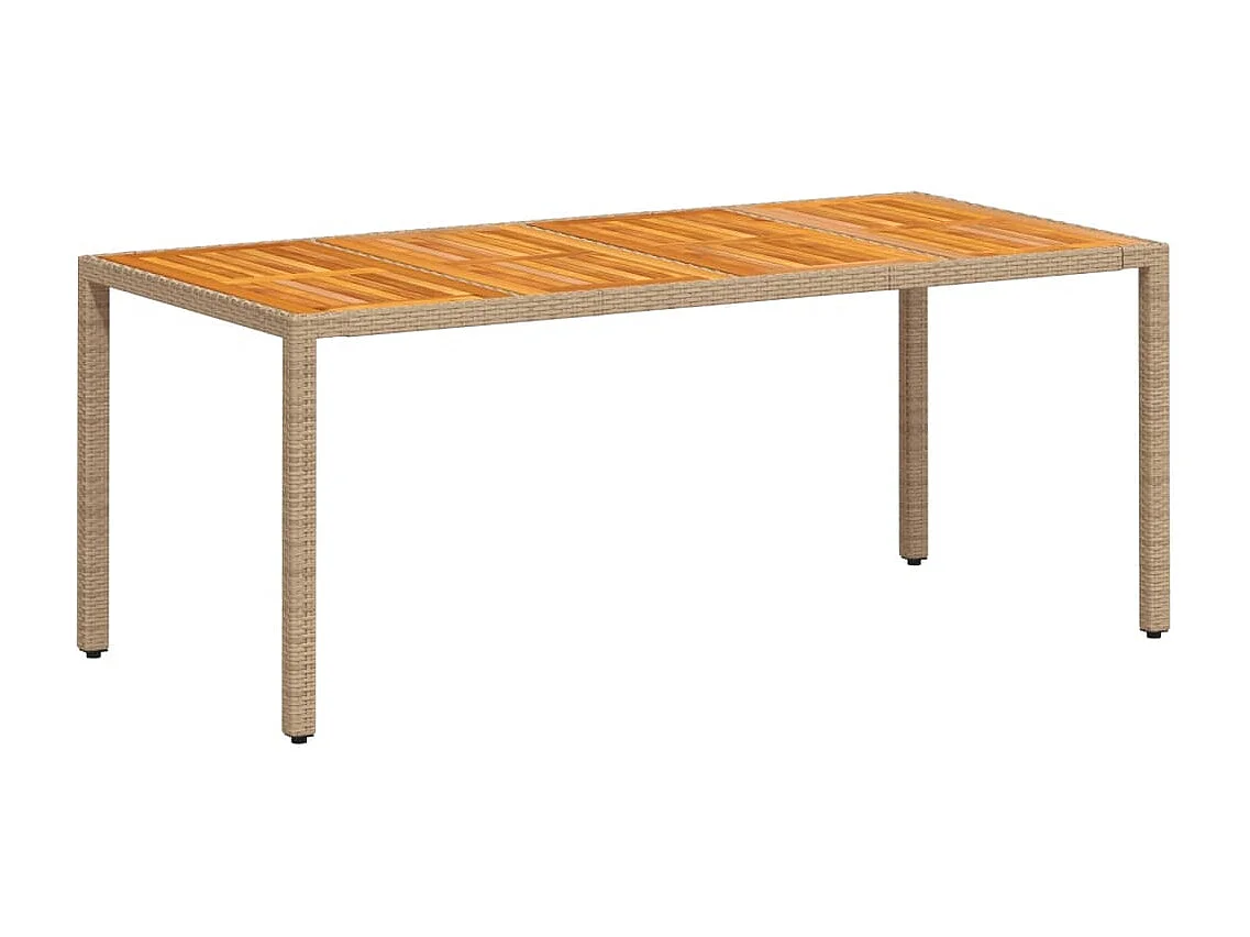 Berrin  Gartentisch Beige 190x90x75 cm Poly Rattan Akazienholz