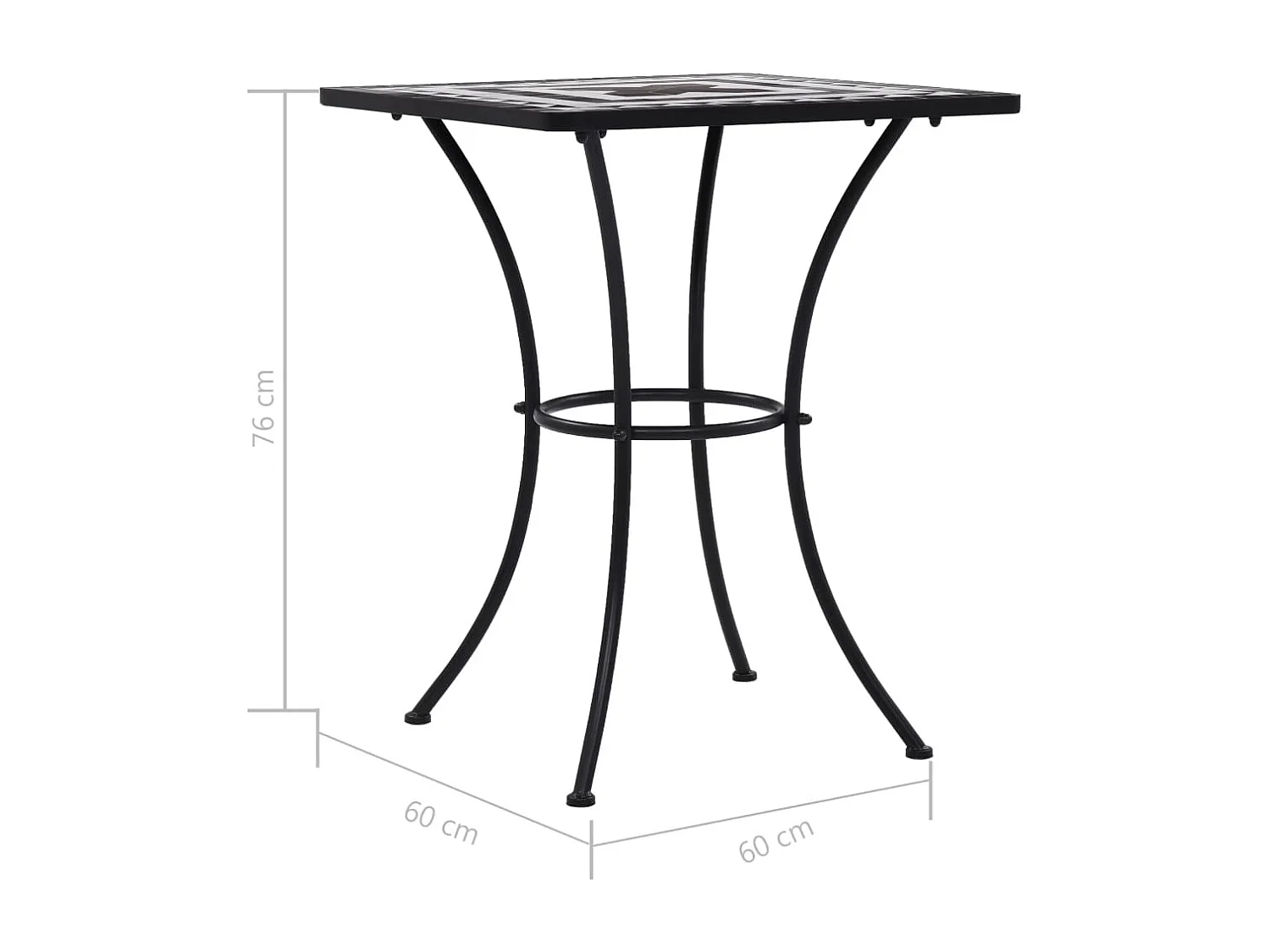 Michael Alan  Table de bistro mosaïque Noir et blanc 60 cm Céramique