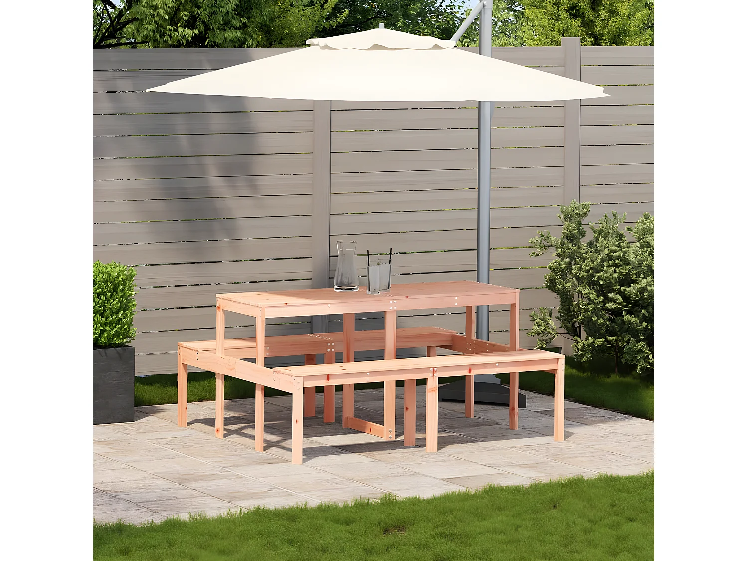 Horrin  Table de pique-nique 160x134x75 cm bois massif de douglas