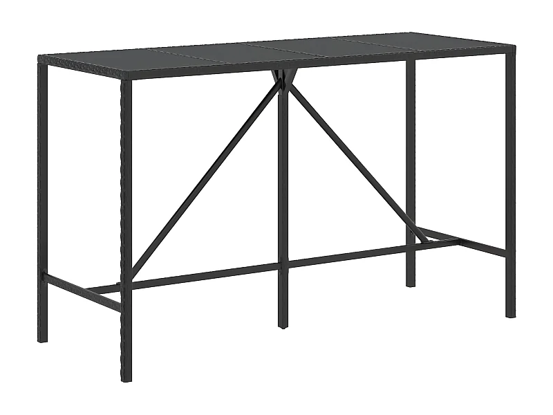 Village Green-Green Ridge  Bartafel met glazen blad 180x70x110 cm poly rattan zwart