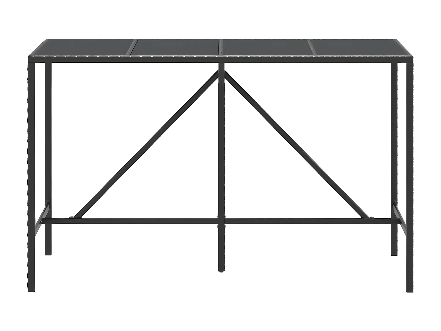 Village Green-Green Ridge  Table de bar et dessus en verre noir 180x70x110 cm poly rotin