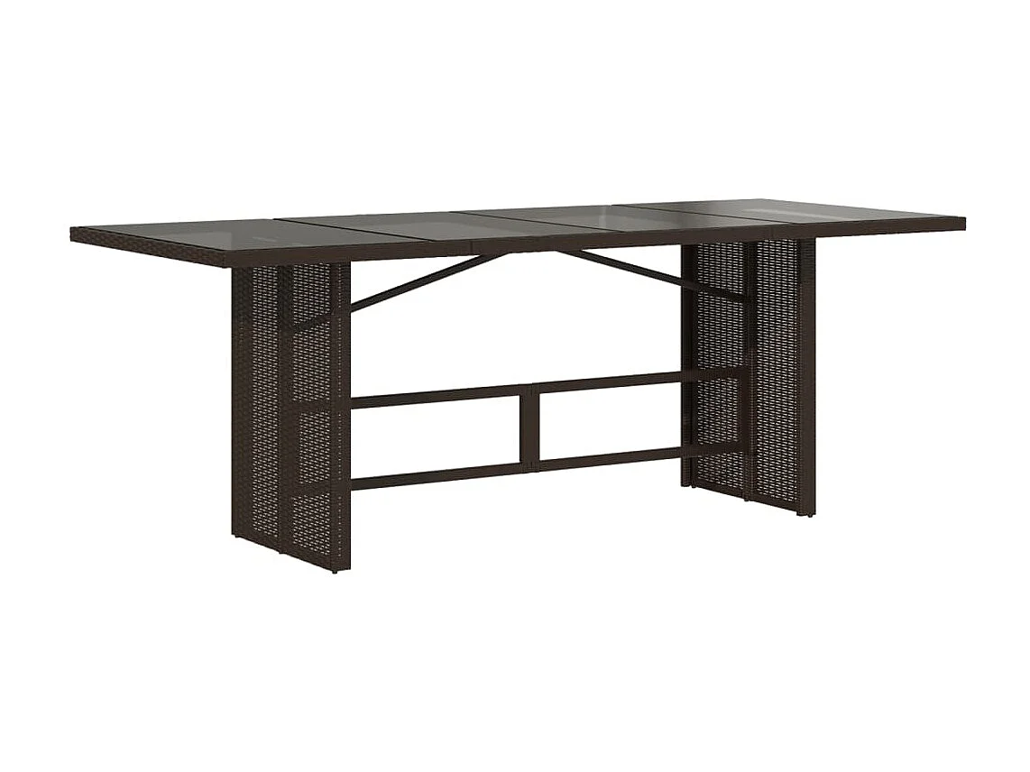 Cavan Lower  Tuintafel met glazen blad 190x80x74 cm poly rattan bruin