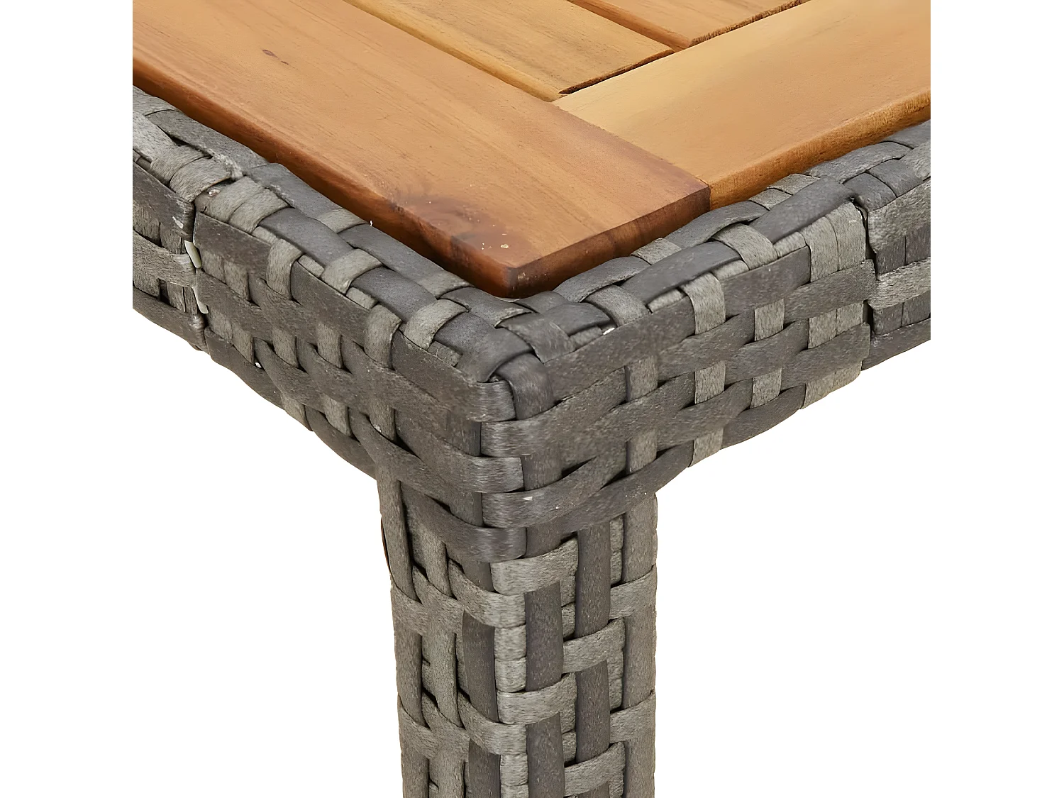 Prolenta Premium -  Table de jardin 90x90x75cm Résine tressée et bois d'acacia Gris