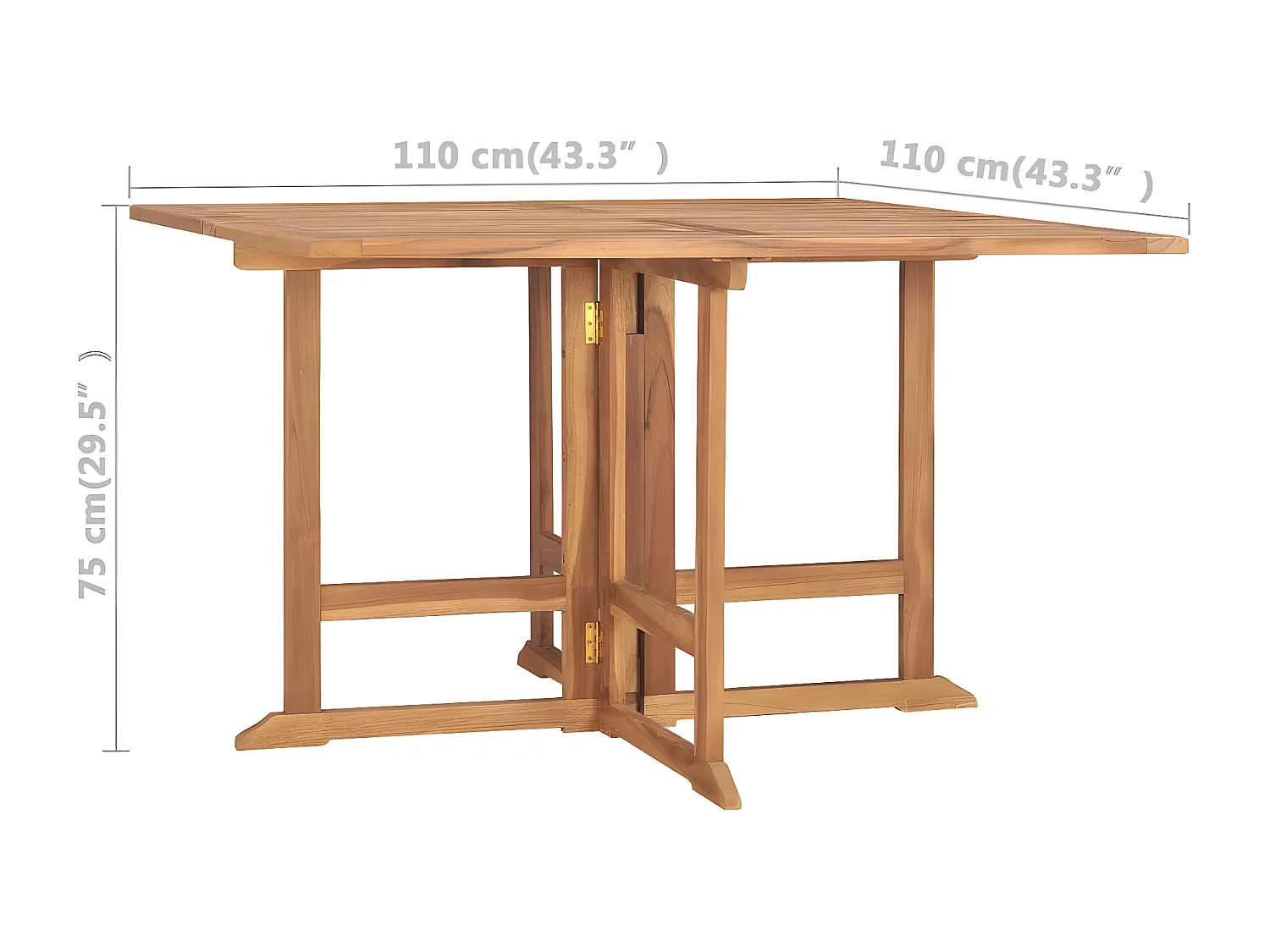 Cobleskill  Table à dîner de jardin pliable 110x110x75 cm Teck massif
