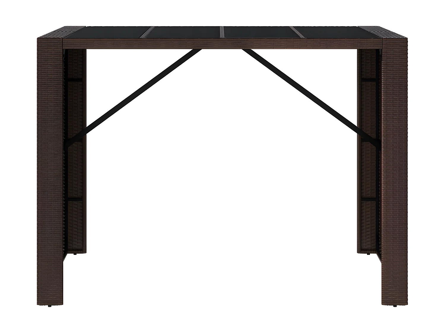 Lou  Table de bar et dessus en verre marron 145x80x110 cm poly rotin