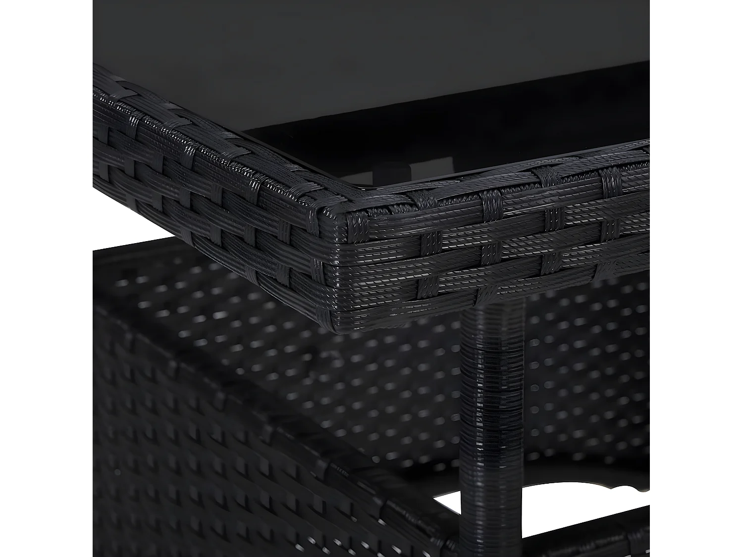 Iver  Table à dîner d'extérieur Noir Résine tressée et verre