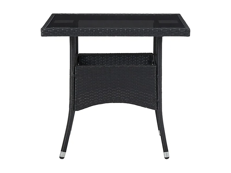 Iver  Tavolo da Pranzo per Giardino in Polyrattan Nero e Vetro