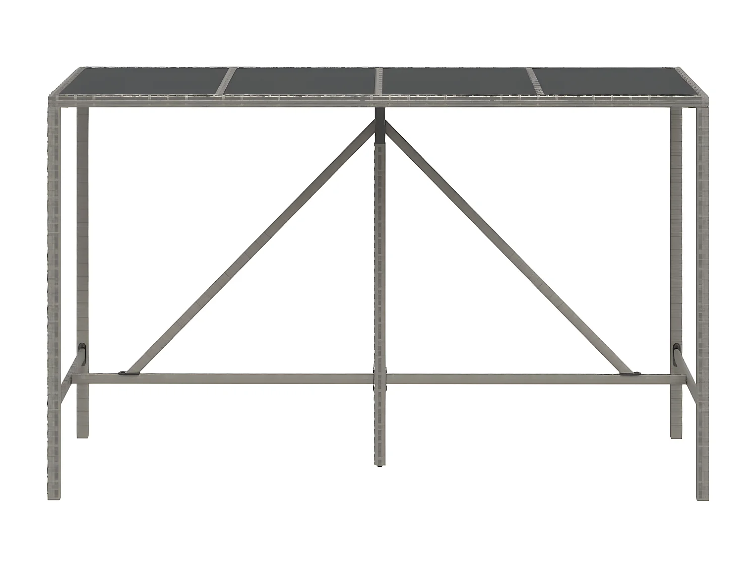 Village Green-Green Ridge  Bartisch mit Glasplatte Grau 180x70x110 cm Poly Rattan