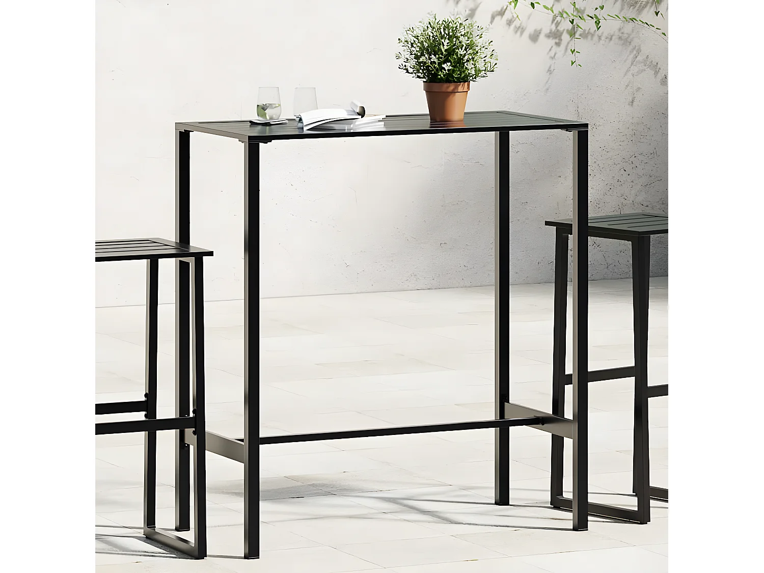 Chrysto  Bartafel 100x50x110 cm gepoedercoat staal zwart