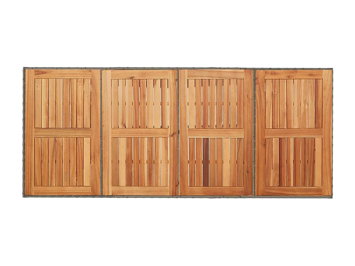 Ozgur  Gartentisch mit Akazienholz-Platte Grau 190x80x75cm Poly Rattan