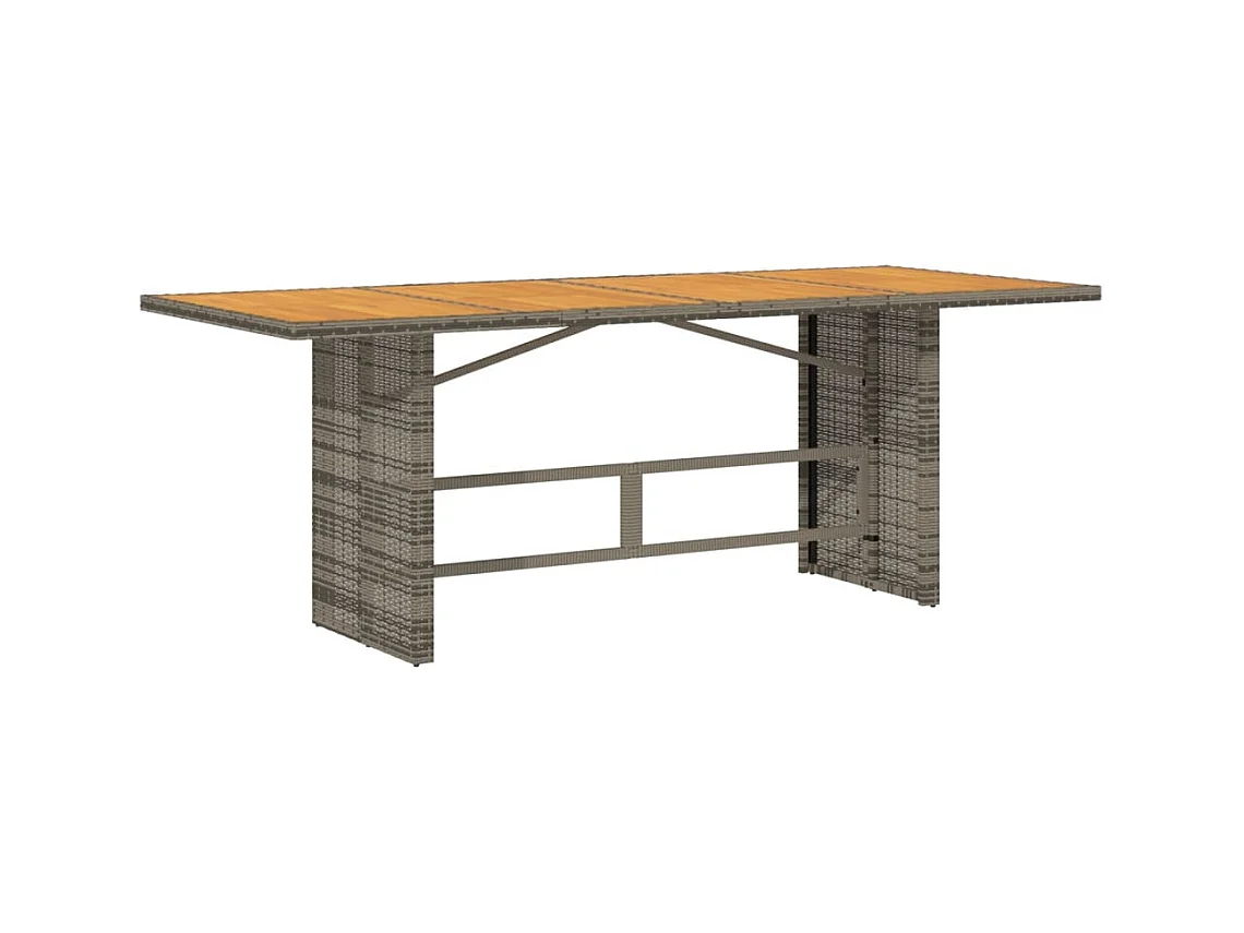 Ozgur  Tuintafel met acaciahouten blad 190x80x75 cm poly rattan grijs