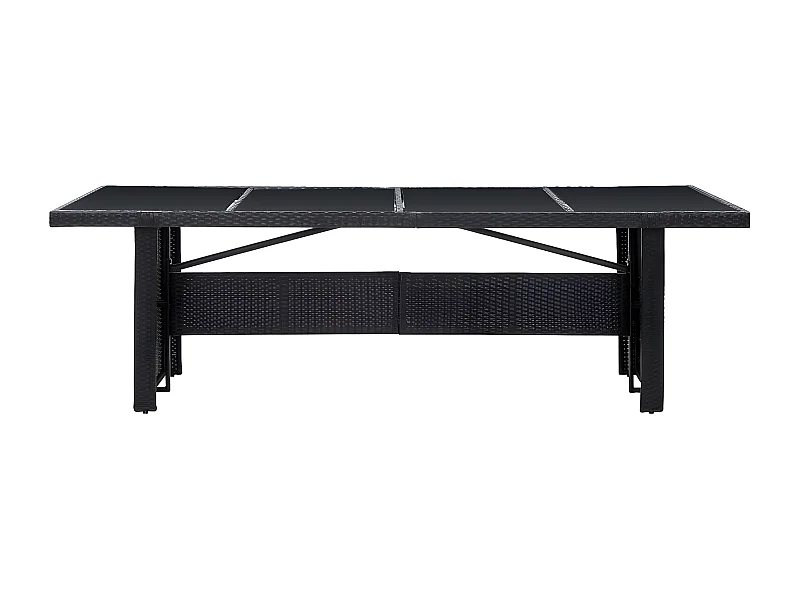 Gryfna  Tuintafel 240x90x74 cm poly rattan en glas zwart