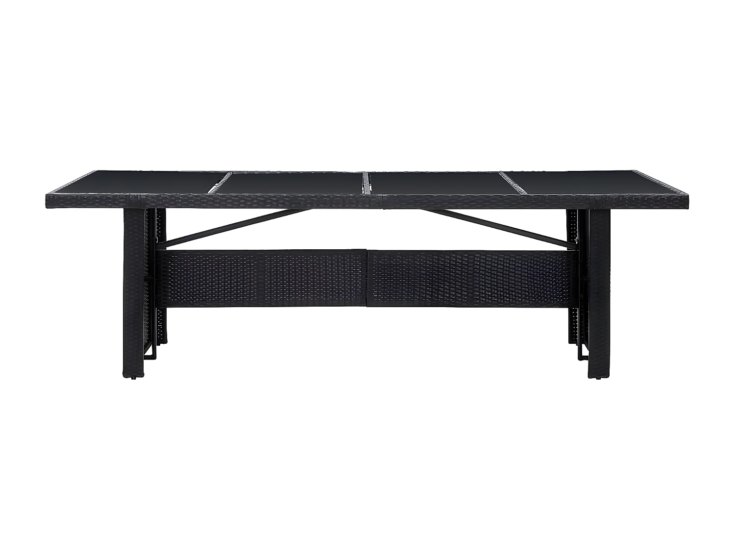 Gryfna  Gartentisch Schwarz 240x90x74 cm Poly-Rattan und Glas