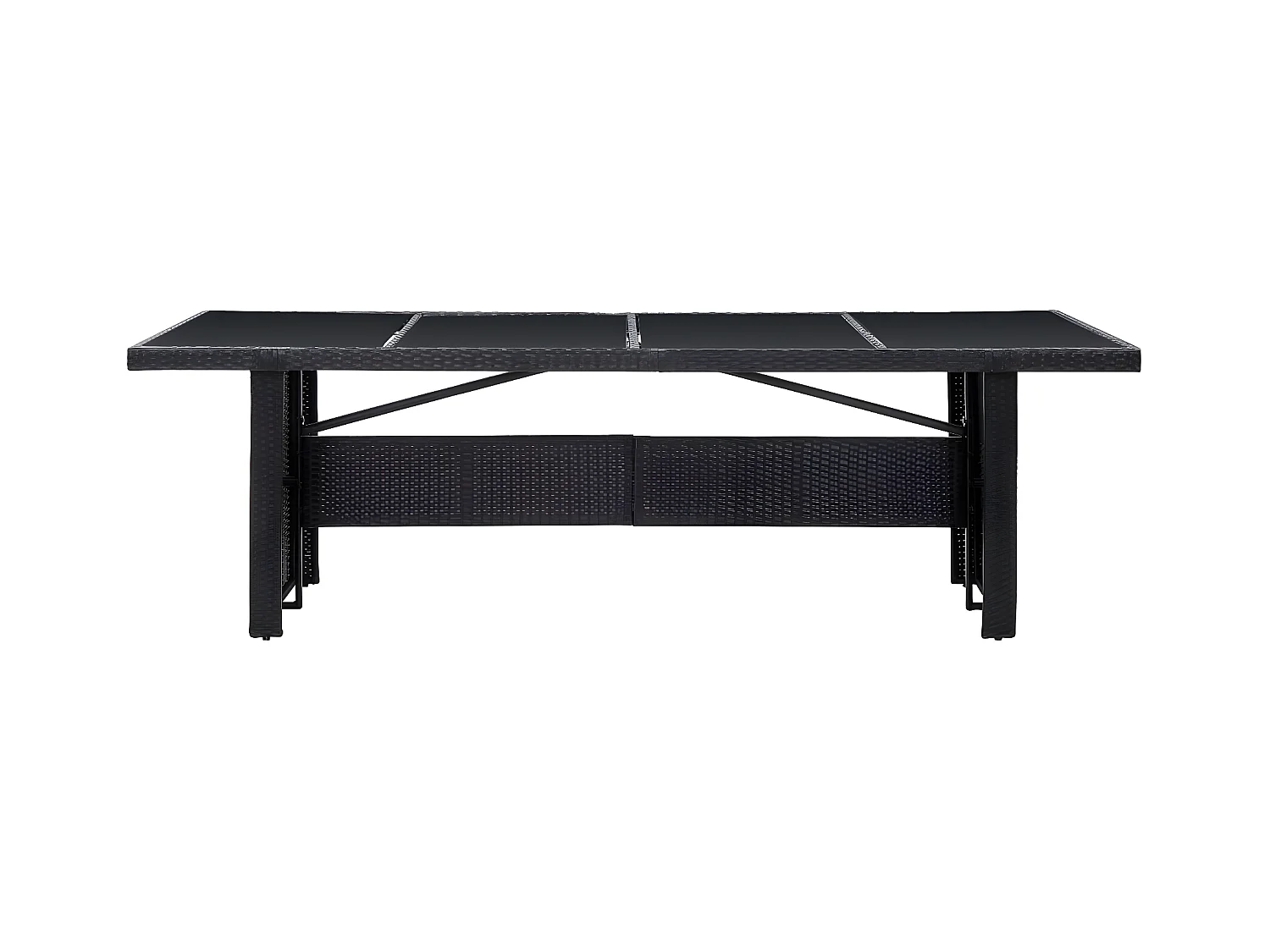 Gryfna  Table de jardin Noir 240x90x74 cm Résine tressée et verre