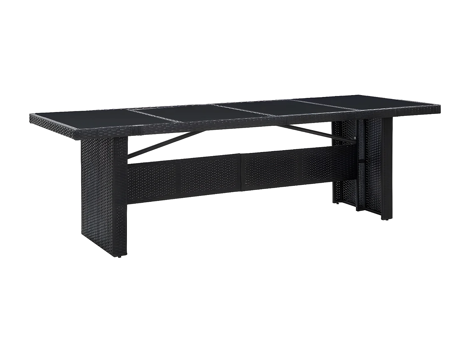Gryfna  Table de jardin Noir 240x90x74 cm Résine tressée et verre