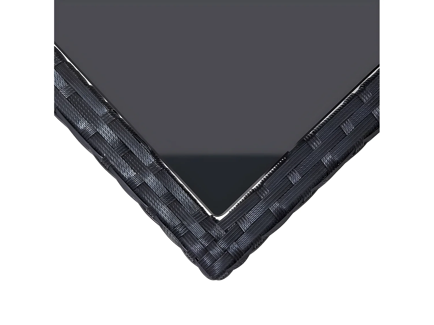 Gryfna  Table de jardin Noir 240x90x74 cm Résine tressée et verre