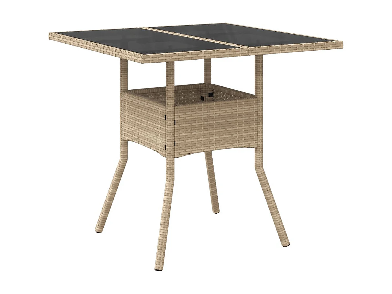 Leila Hope  Tuintafel met glazen blad 80x80x75 cm poly rattan beige