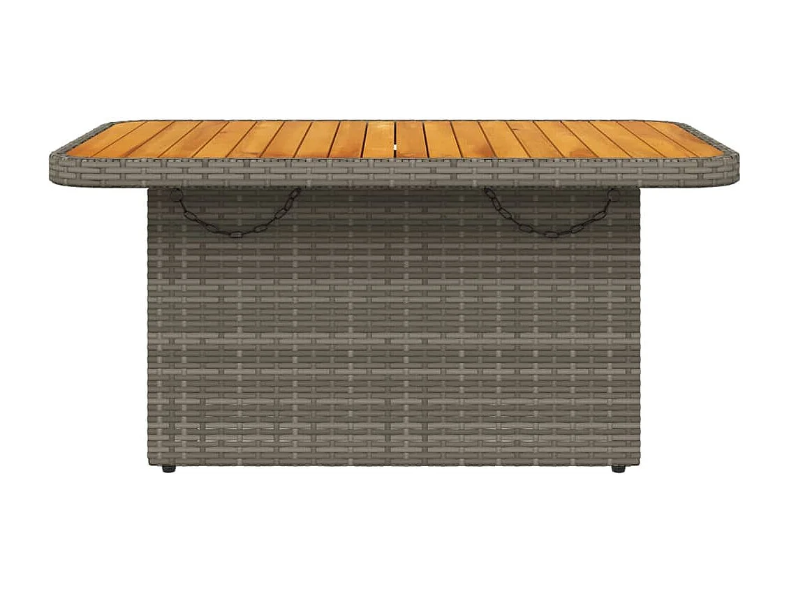 Rucphen  Table de jardin gris 90x55x71cm Résine tressée et bois d'acacia