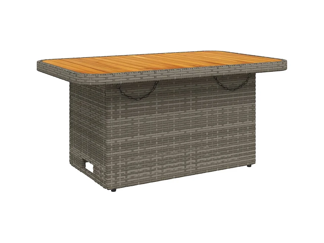 Rucphen  Table de jardin gris 90x55x71cm Résine tressée et bois d'acacia