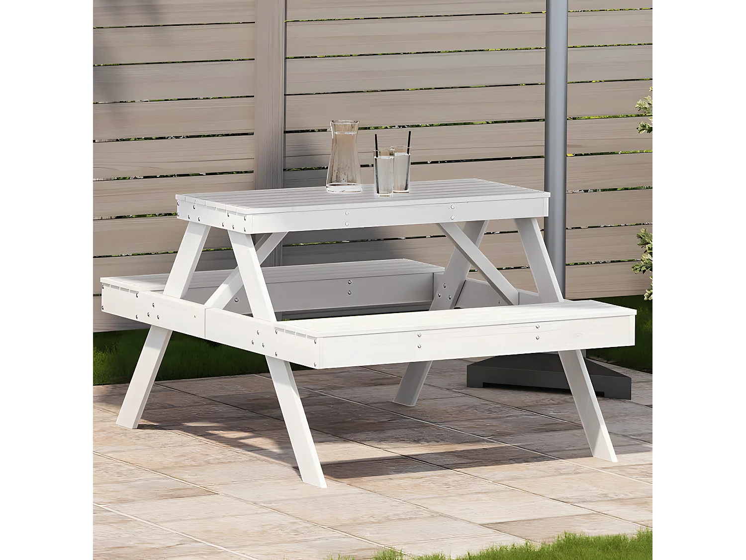 Frekja  Picknicktafel 105x134x75 cm massief grenenhout wit
