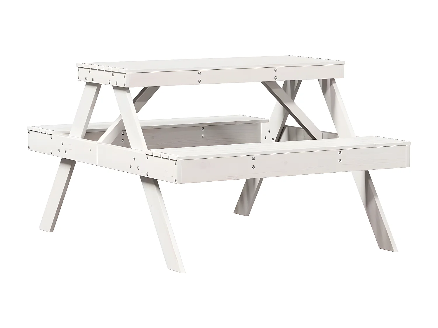 Frekja  Table de pique-nique blanc 105x134x75 cm bois massif de pin