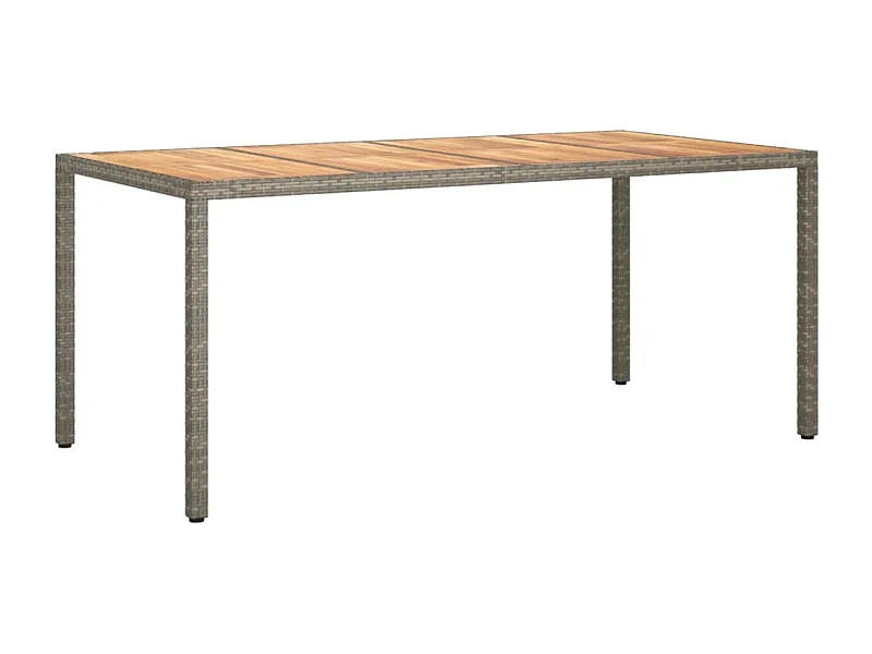 Fryssa  Table de jardin 190x90x75 cm Résine tressée/bois d'acacia Gris
